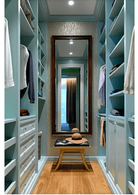 Параллельная гардеробная комната с большим зеркалом Волгоград